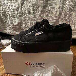 Superga Women's Black Platform Sneakers